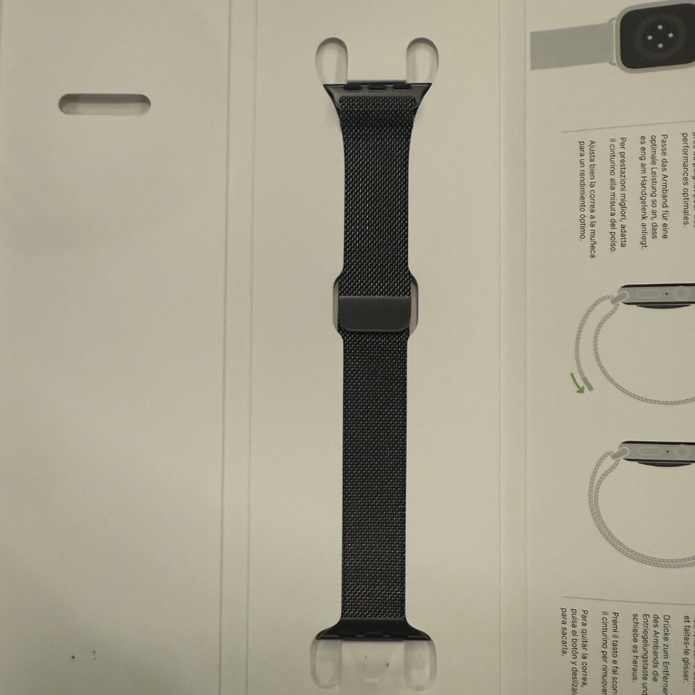 New Apple Watch Band - Graphite Stainless Steel Milanese Loop Bracelet -  41mm